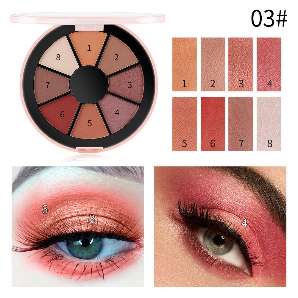 Romantic Beauty 8 Color Matte Pearlescent Eyeshadow Palette Makeup