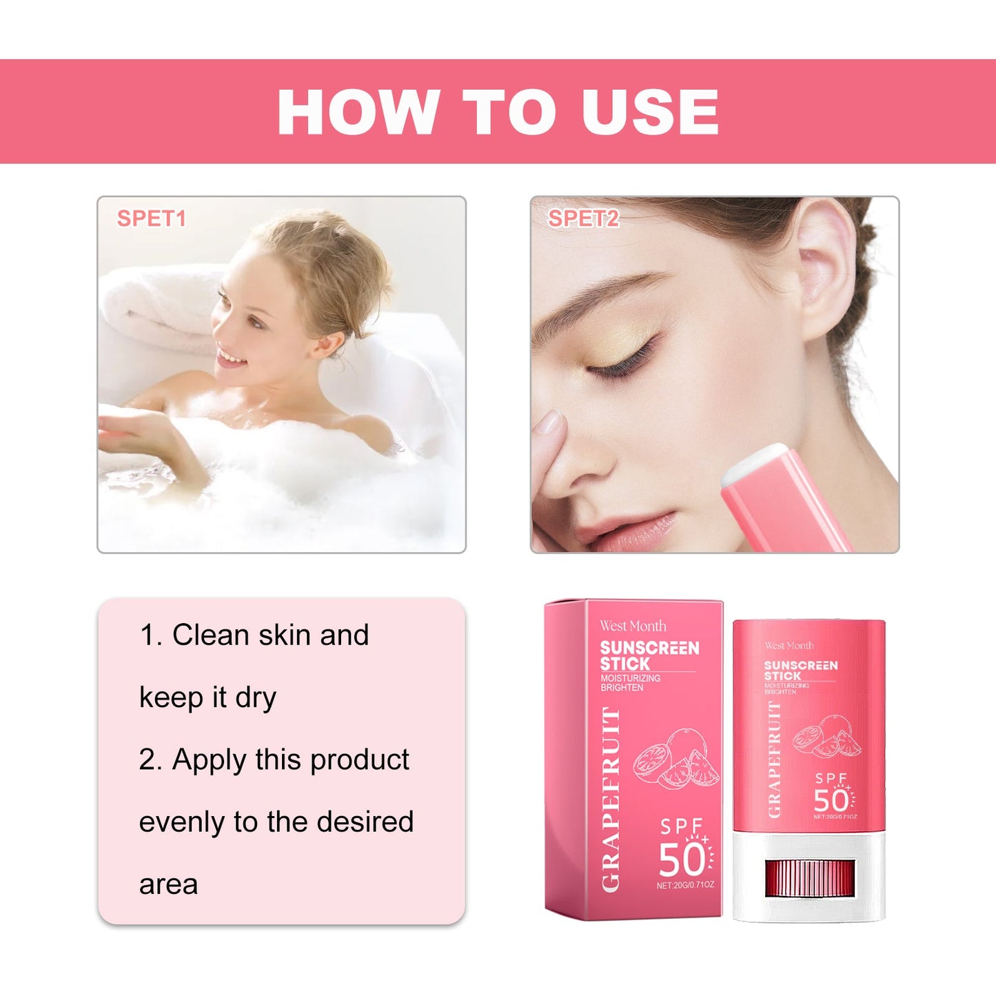 Lightweight Sunscreen Stick Dry Touch UV Protection Cream