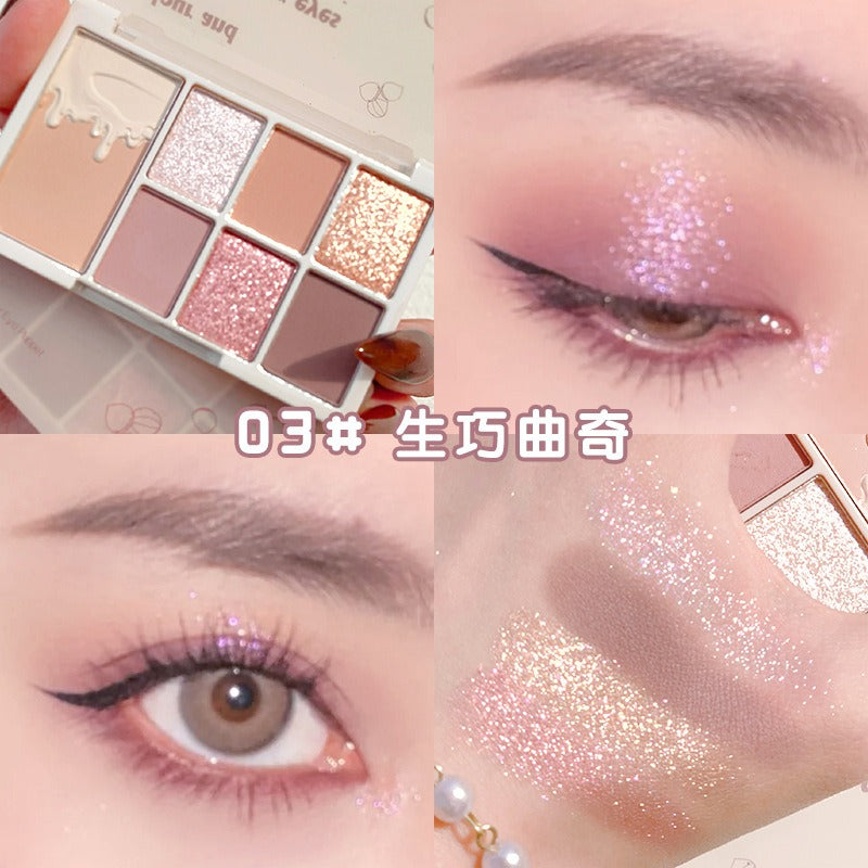 7 Color Glitter Pearly Red Wine Eyeshadow Makeup Palette