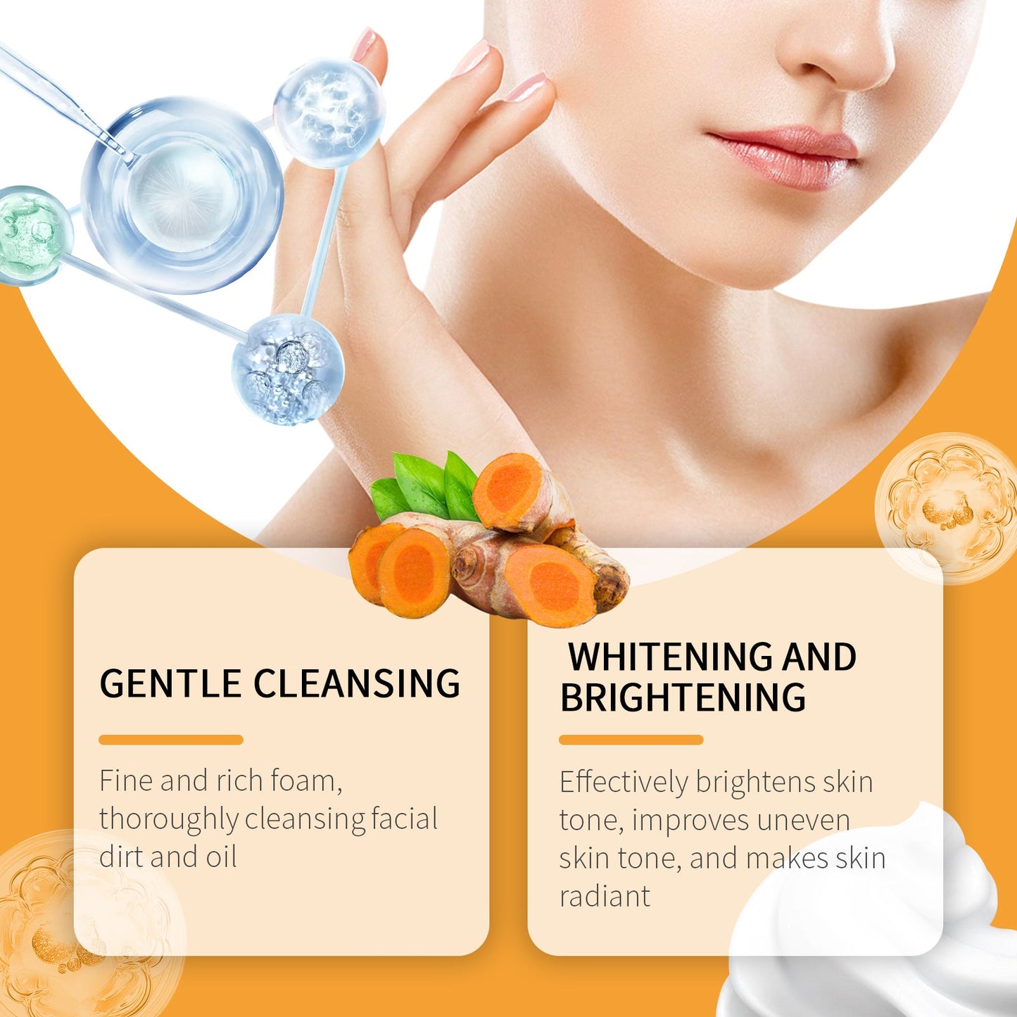 Turmeric Cleansing Mousse Gentle Facial Pore Cleanser Formula