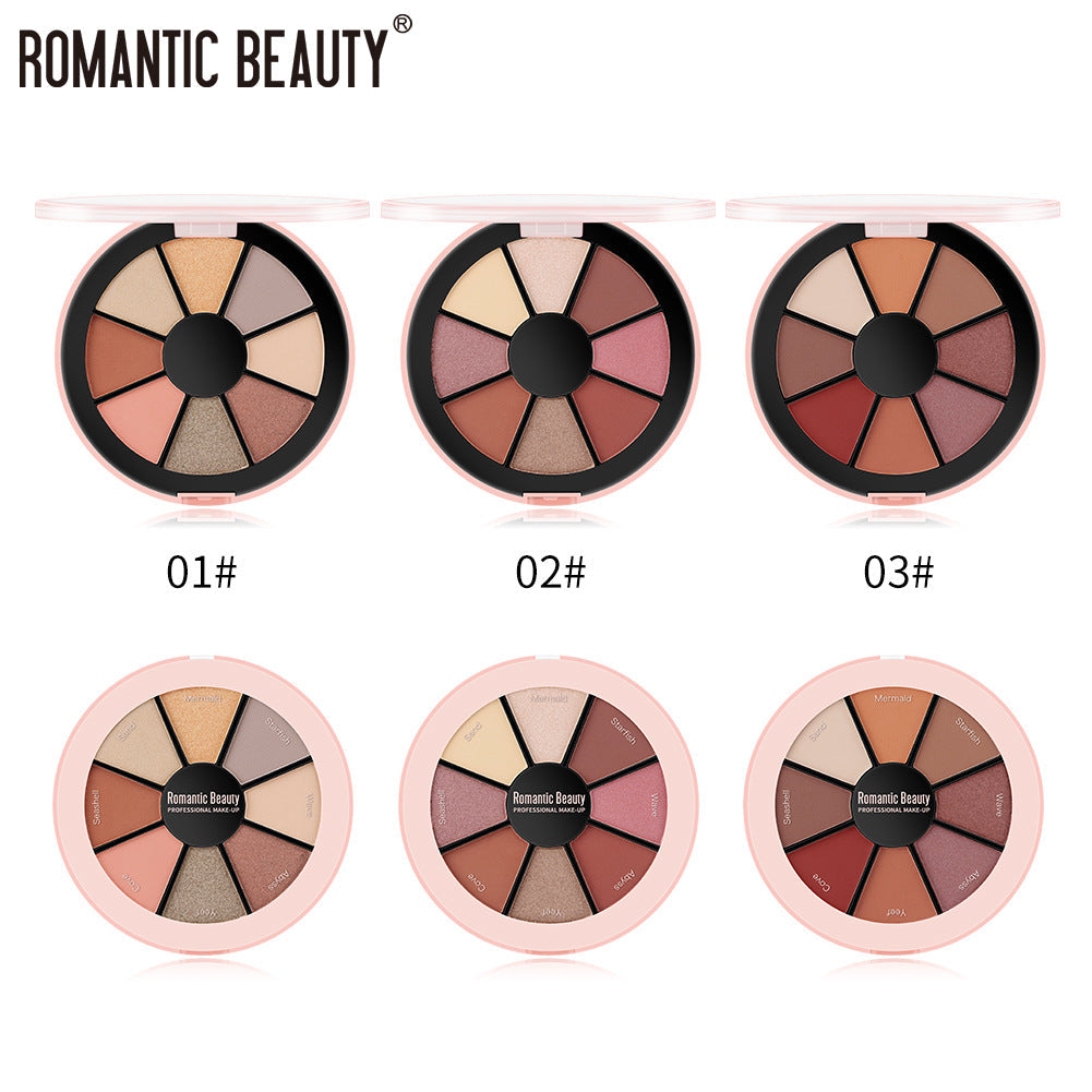 Romantic Beauty 8 Color Matte Pearlescent Eyeshadow Palette Makeup