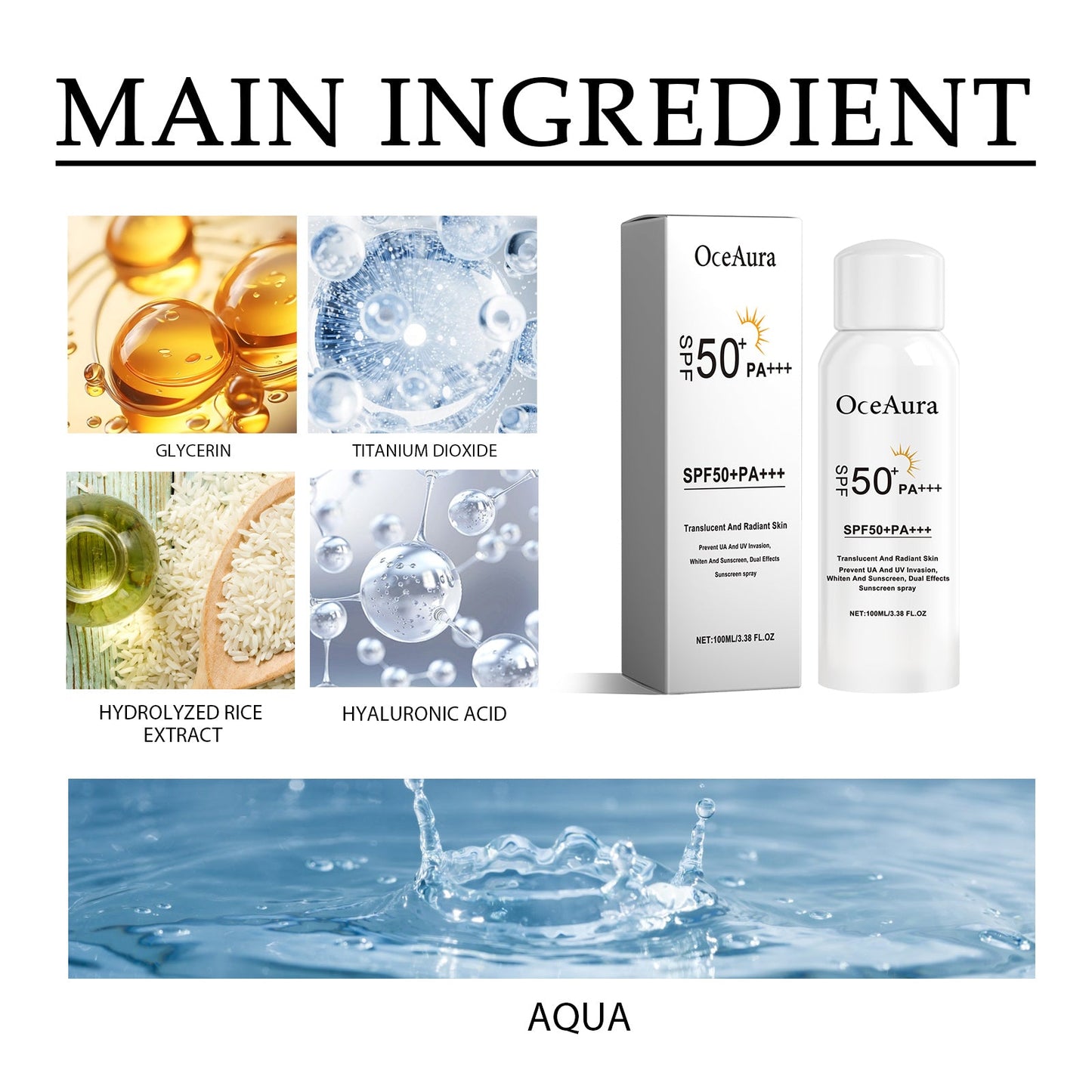 Moisturizing Sunscreen Spray Outdoor UV Protection Mist
