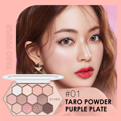 12 Color Honeycomb Hexagonal Natural Highlight Eyeshadow Palette Makeup