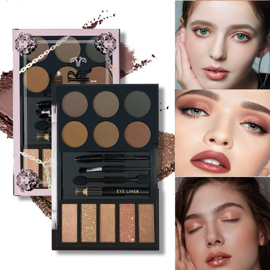Eyeshadow Eyebrow Powder Cream Makeup Palette with Tools Set