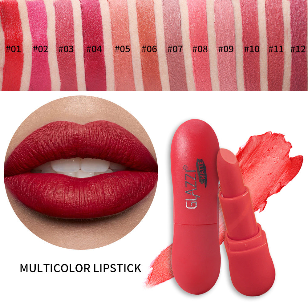 12 Color Rhombic Matte Lipstick Long Lasting Waterproof Collection
