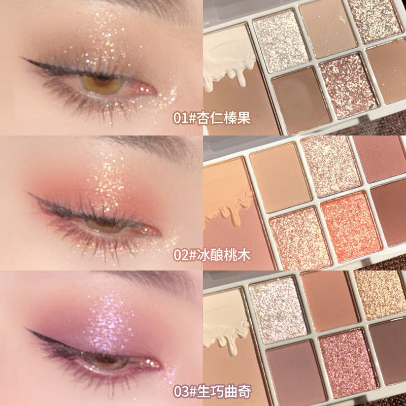 7 Color Glitter Pearly Red Wine Eyeshadow Makeup Palette
