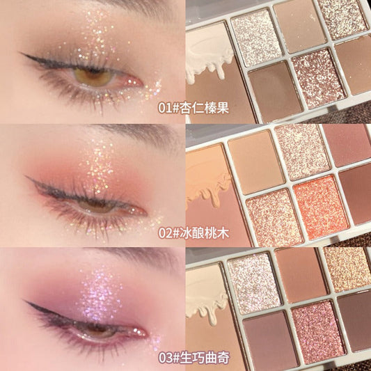7 Color Glitter Pearly Red Wine Eyeshadow Makeup Palette
