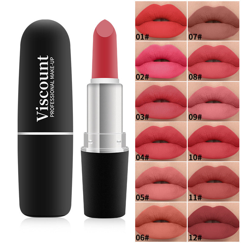 Frosted Matte Bullet Lipstick 12 Color Moisturizing Lipstick Collection
