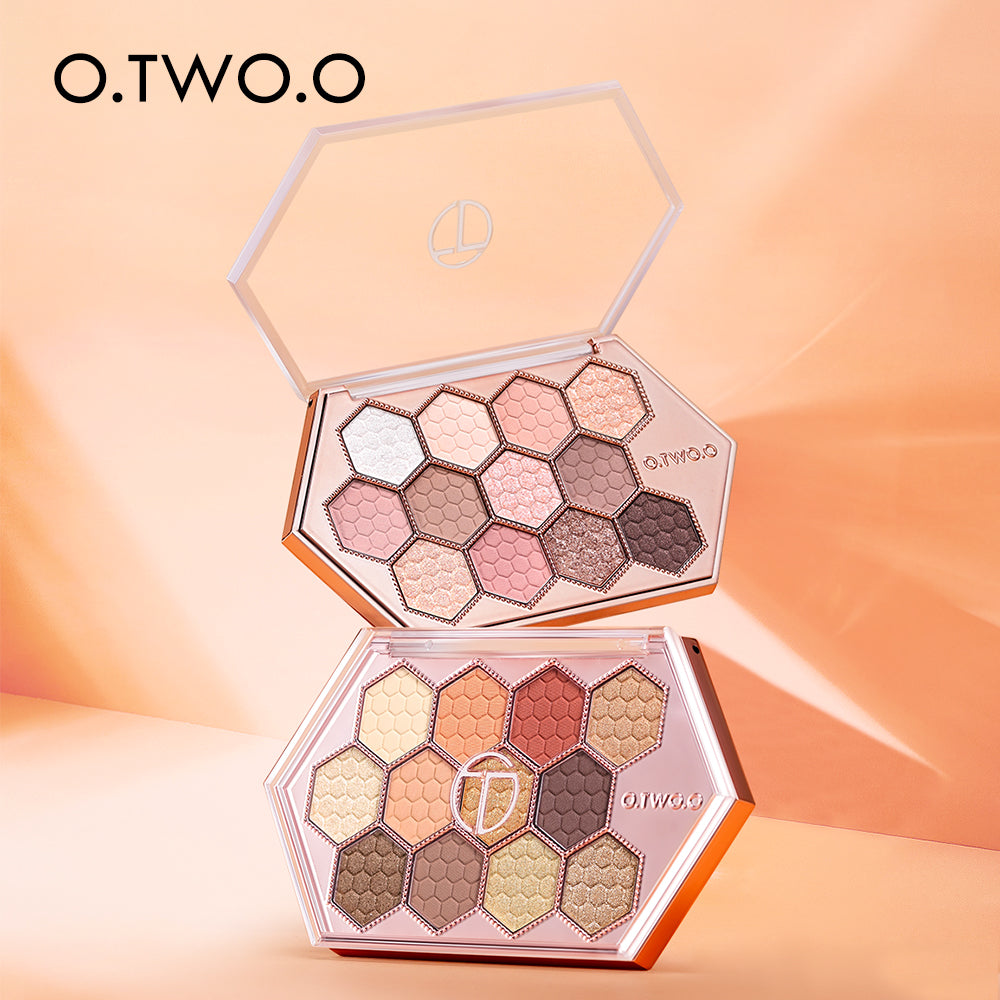 12 Color Honeycomb Hexagonal Natural Highlight Eyeshadow Palette Makeup