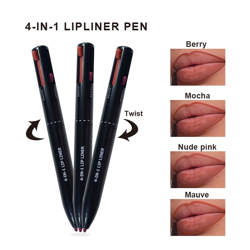 4-in-1 Multi Color Lip Liner Makeup Pen Set