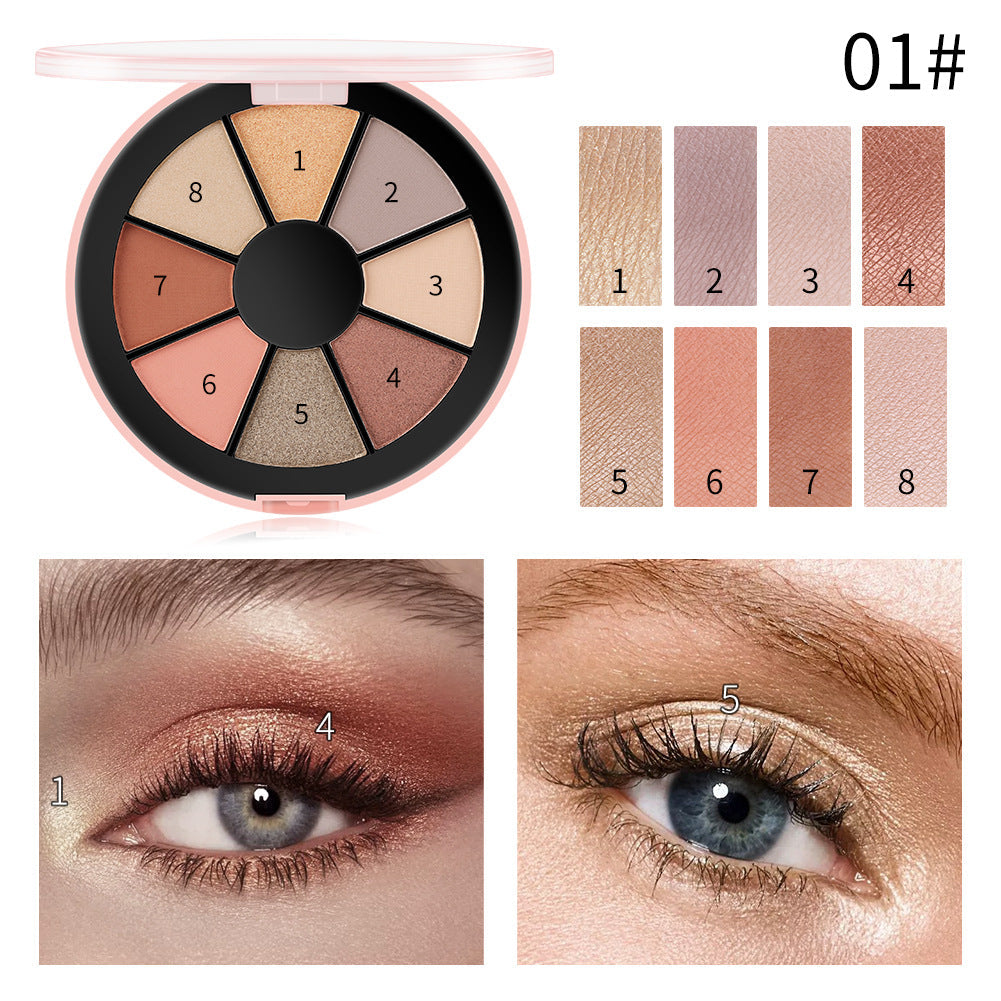 Romantic Beauty 8 Color Matte Pearlescent Eyeshadow Palette Makeup