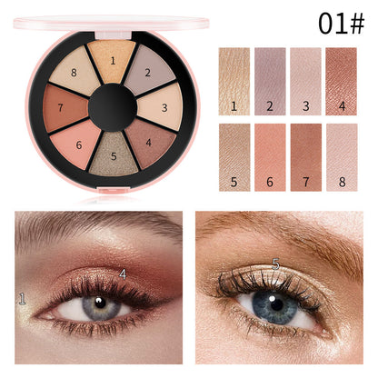 Romantic Beauty 8 Color Matte Pearlescent Eyeshadow Palette Makeup