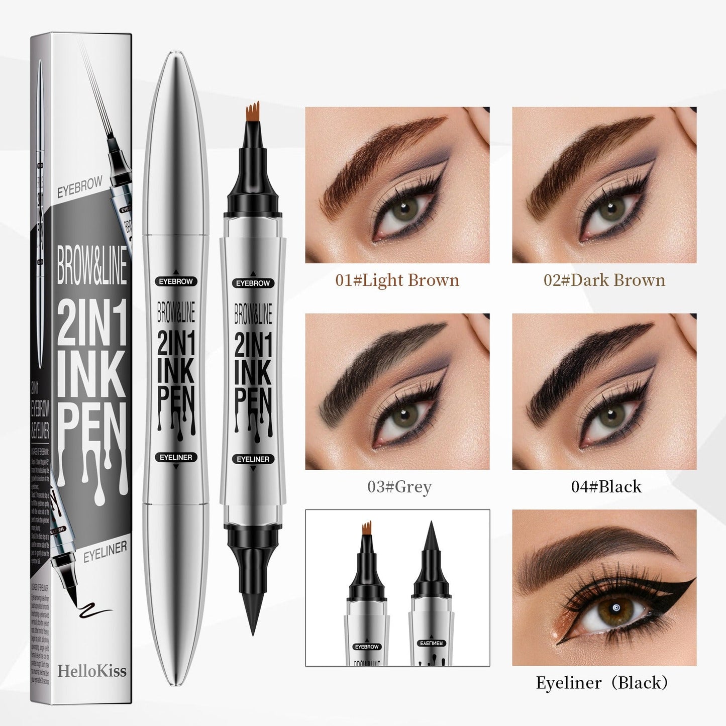 2-in-1 Eyeliner and Eyebrow Pencil Waterproof Makeup