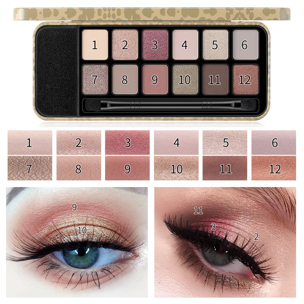 Romantic Beauty 12 Color Leopard Matte Pearl Eyeshadow Palette