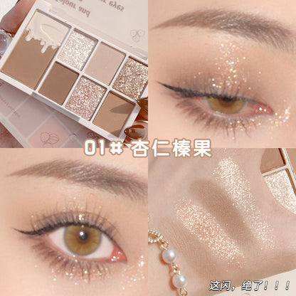 7 Color Glitter Pearly Red Wine Eyeshadow Makeup Palette