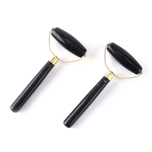 Natural Obsidian Face Massage Roller Beauty Skincare Tool Portable