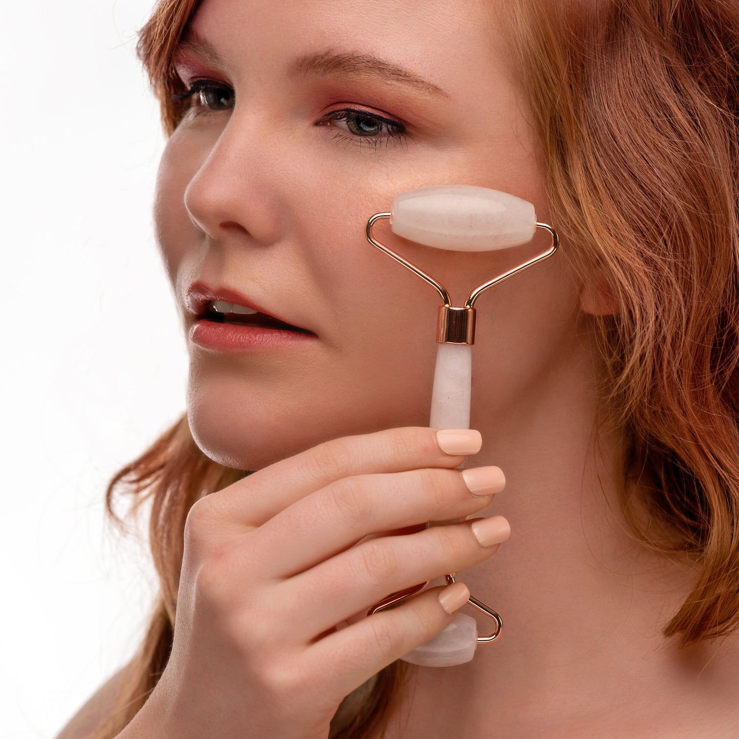 Rose Quartz Facial Roller Cooling Beauty Skincare Tool