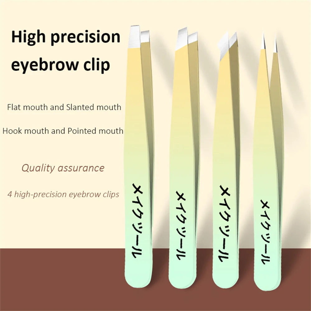 Stainless Steel Eyebrow Tweezers Professional Beauty Tool Set