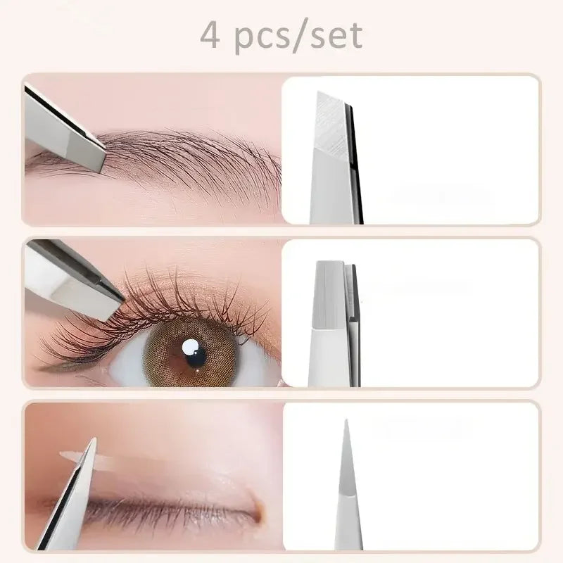 Stainless Steel Eyebrow Tweezers Professional Beauty Tool Set