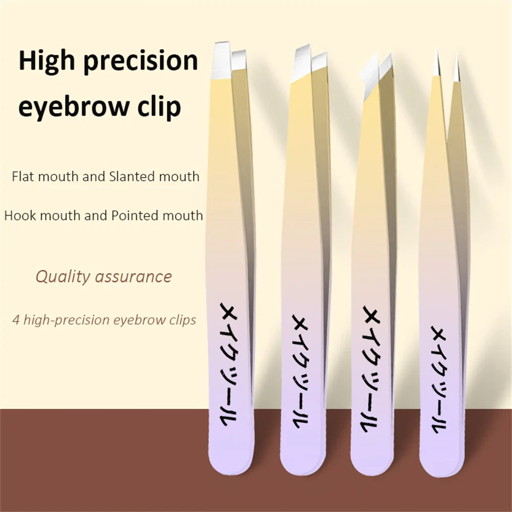 Stainless Steel Eyebrow Tweezers Professional Beauty Tool Set