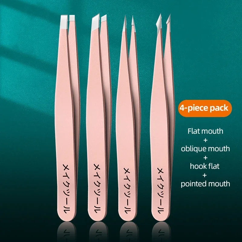 Stainless Steel Eyebrow Tweezers Professional Beauty Tool Set