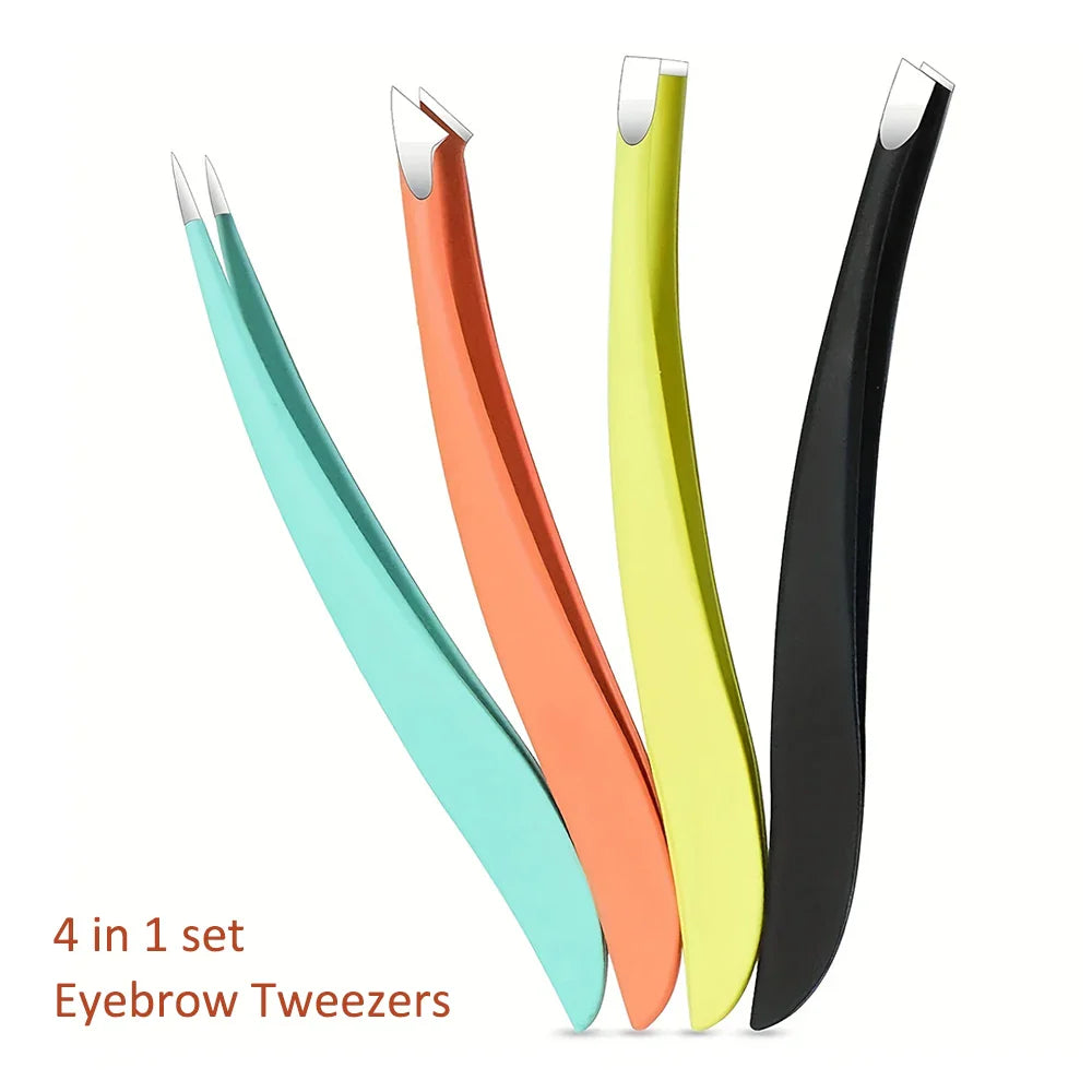 Stainless Steel Eyebrow Tweezers Professional Beauty Tool Set