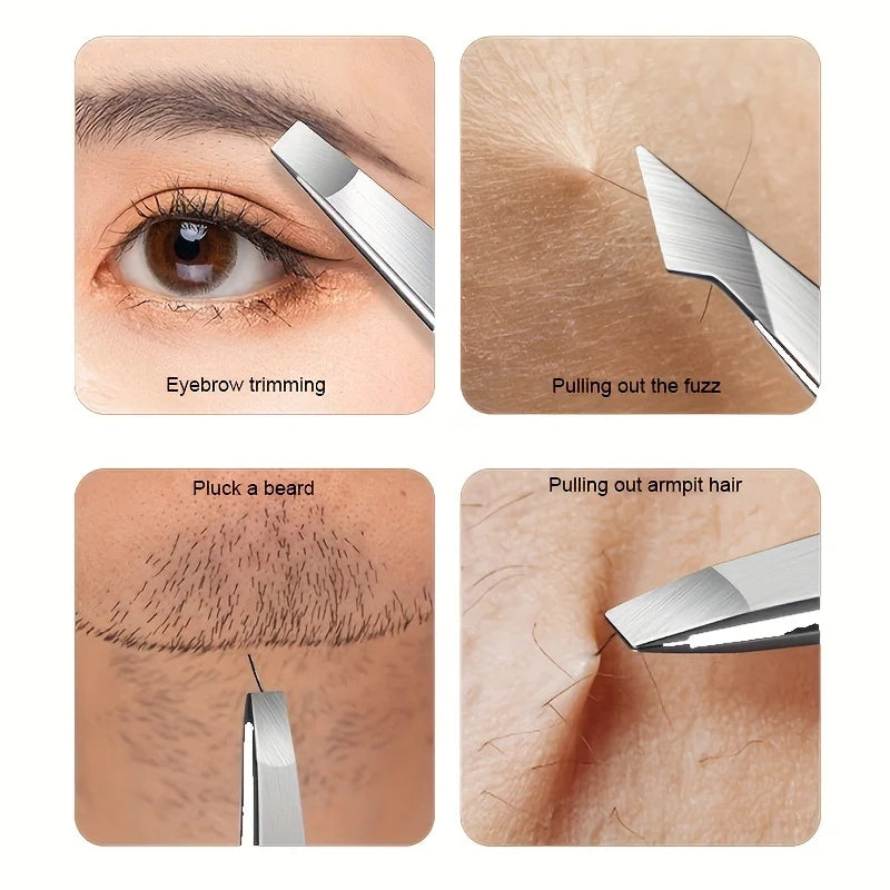 Stainless Steel Eyebrow Tweezers Professional Beauty Tool Set