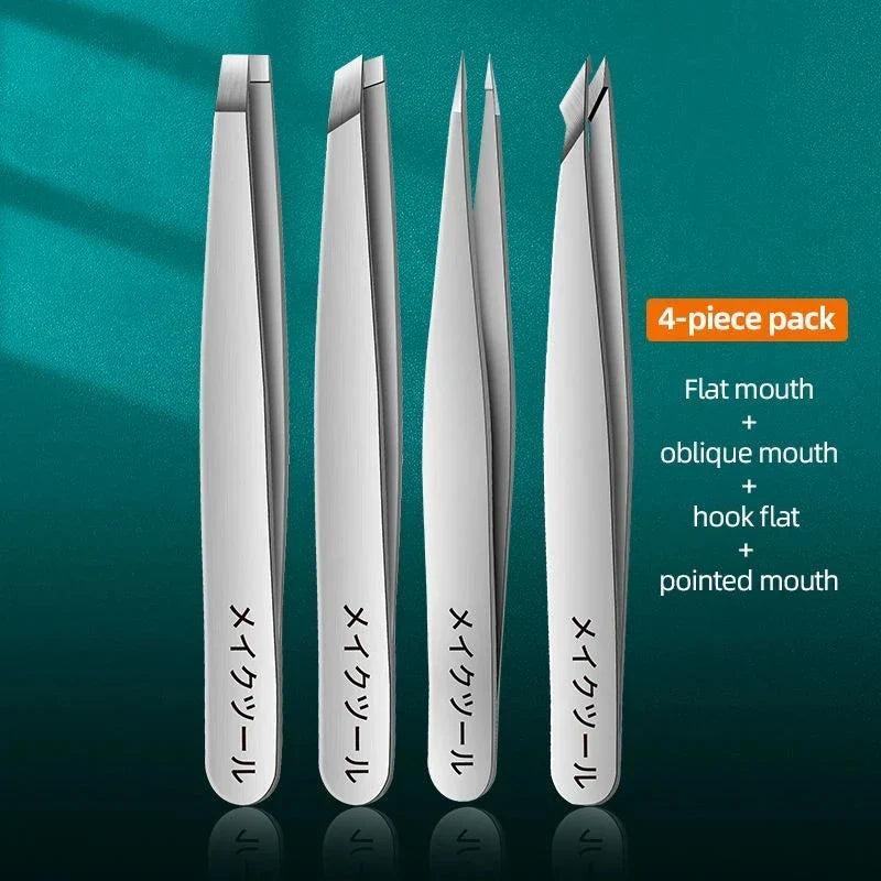 Stainless Steel Eyebrow Tweezers Professional Beauty Tool Set