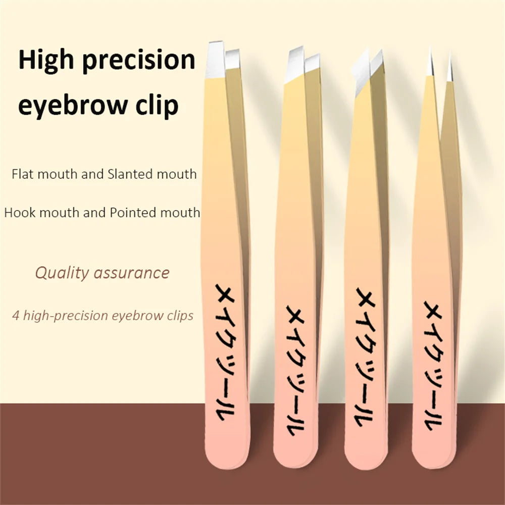 Stainless Steel Eyebrow Tweezers Professional Beauty Tool Set